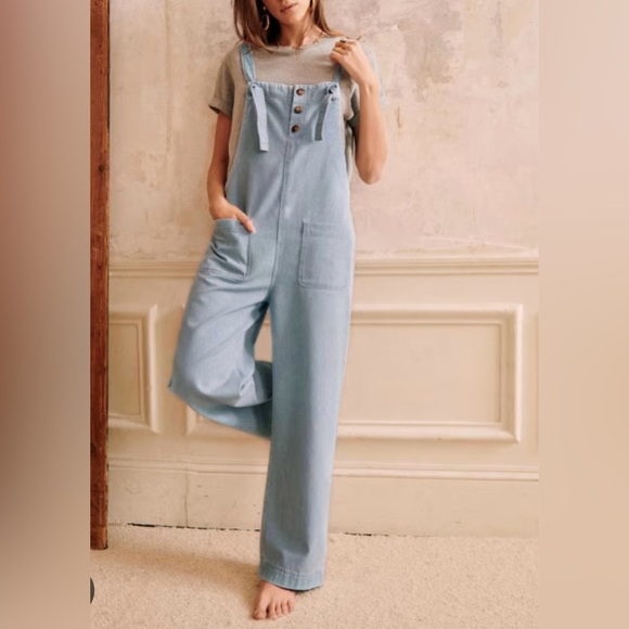 Sezane Pants - SÉSANE Brian Jumpsuit in Light Blue - 100% Cotton and Never Worn Condition!